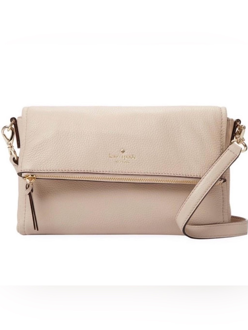 Kate Spade Leila Mini Crossbody Pebbled Leather Fold-Over‎ Crossbody Bag